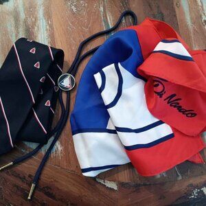 Vintage Camp Fire Girls adult uniform accessories scarf, bolo & tie  (set of 3)